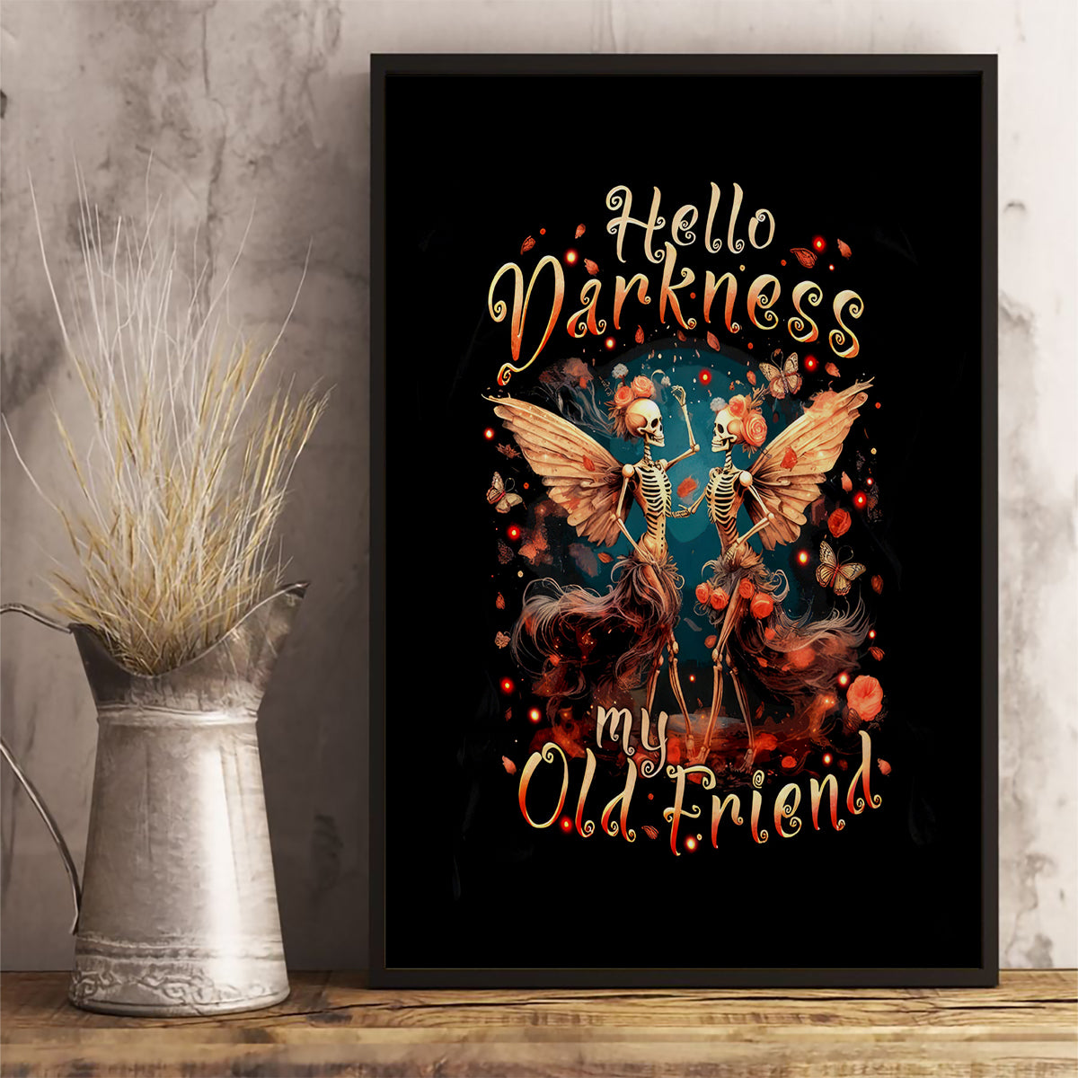 Fairy Skull Canvas Wall Art Hello Darkness My Old Friend - Wonder Print Shop