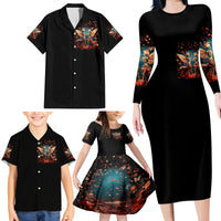 Fairy Skull Family Matching Long Sleeve Bodycon Dress and Hawaiian Shirt Hello Darkness My Old Friend - Wonder Print Shop