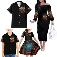Fairy Skull Family Matching Off Shoulder Long Sleeve Dress and Hawaiian Shirt Hello Darkness My Old Friend - Wonder Print Shop