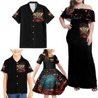 Fairy Skull Family Matching Off Shoulder Maxi Dress and Hawaiian Shirt Hello Darkness My Old Friend - Wonder Print Shop