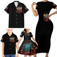 Fairy Skull Family Matching Short Sleeve Bodycon Dress and Hawaiian Shirt Hello Darkness My Old Friend - Wonder Print Shop