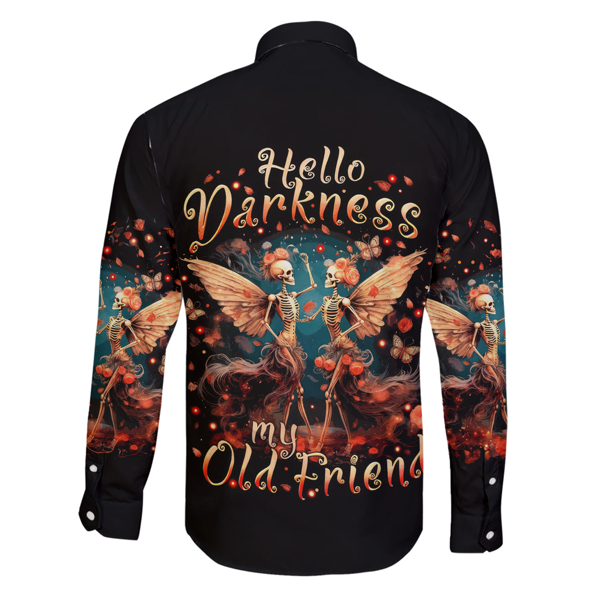 Fairy Skull Family Matching Short Sleeve Bodycon Dress and Hawaiian Shirt Hello Darkness My Old Friend - Wonder Print Shop