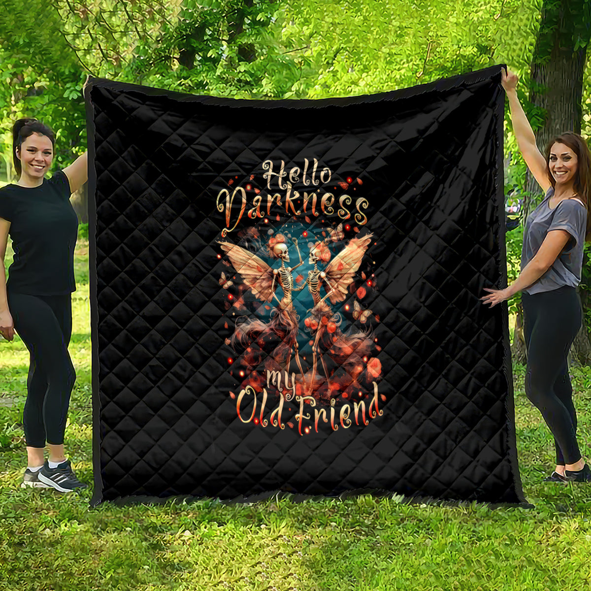 Fairy Skull Quilt Hello Darkness My Old Friend - Wonder Print Shop