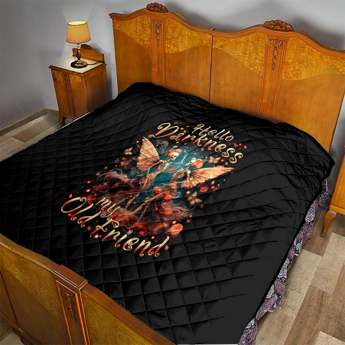 Fairy Skull Quilt Hello Darkness My Old Friend - Wonder Print Shop