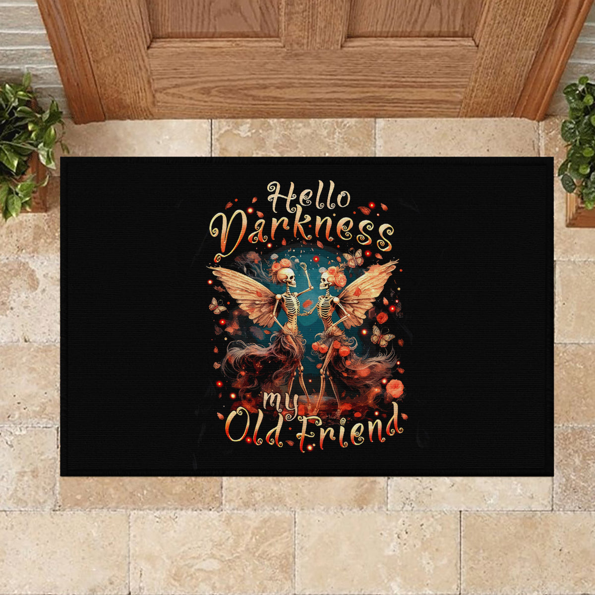 Fairy Skull Rubber Doormat Hello Darkness My Old Friend - Wonder Print Shop