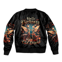 Fairy Skull Sleeve Zip Bomber Jacket Hello Darkness My Old Friend - Wonder Print Shop