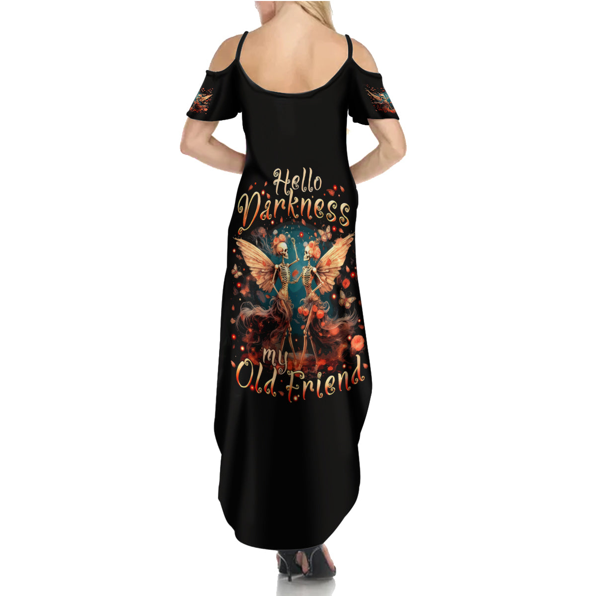 Fairy Skull Summer Maxi Dress Hello Darkness My Old Friend - Wonder Print Shop