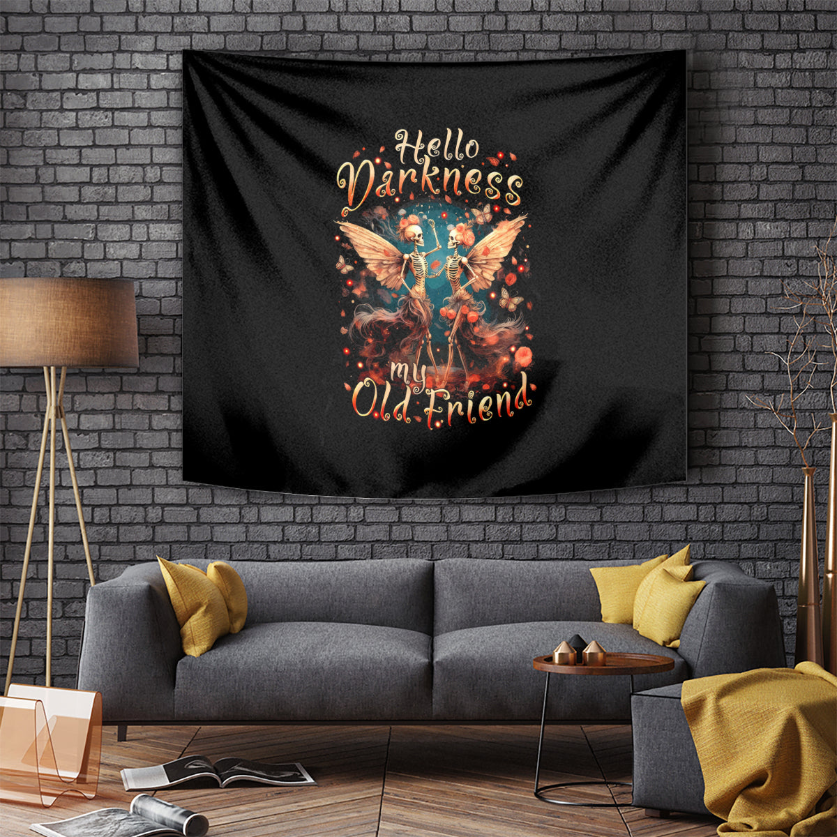 Fairy Skull Tapestry Hello Darkness My Old Friend - Wonder Print Shop