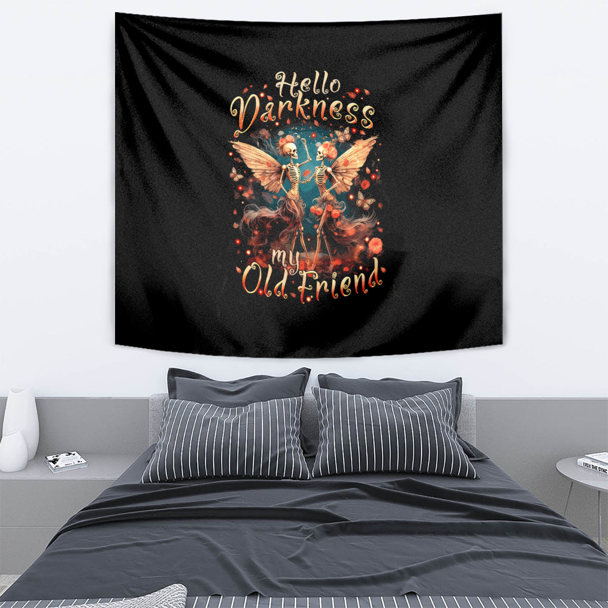 Fairy Skull Tapestry Hello Darkness My Old Friend - Wonder Print Shop