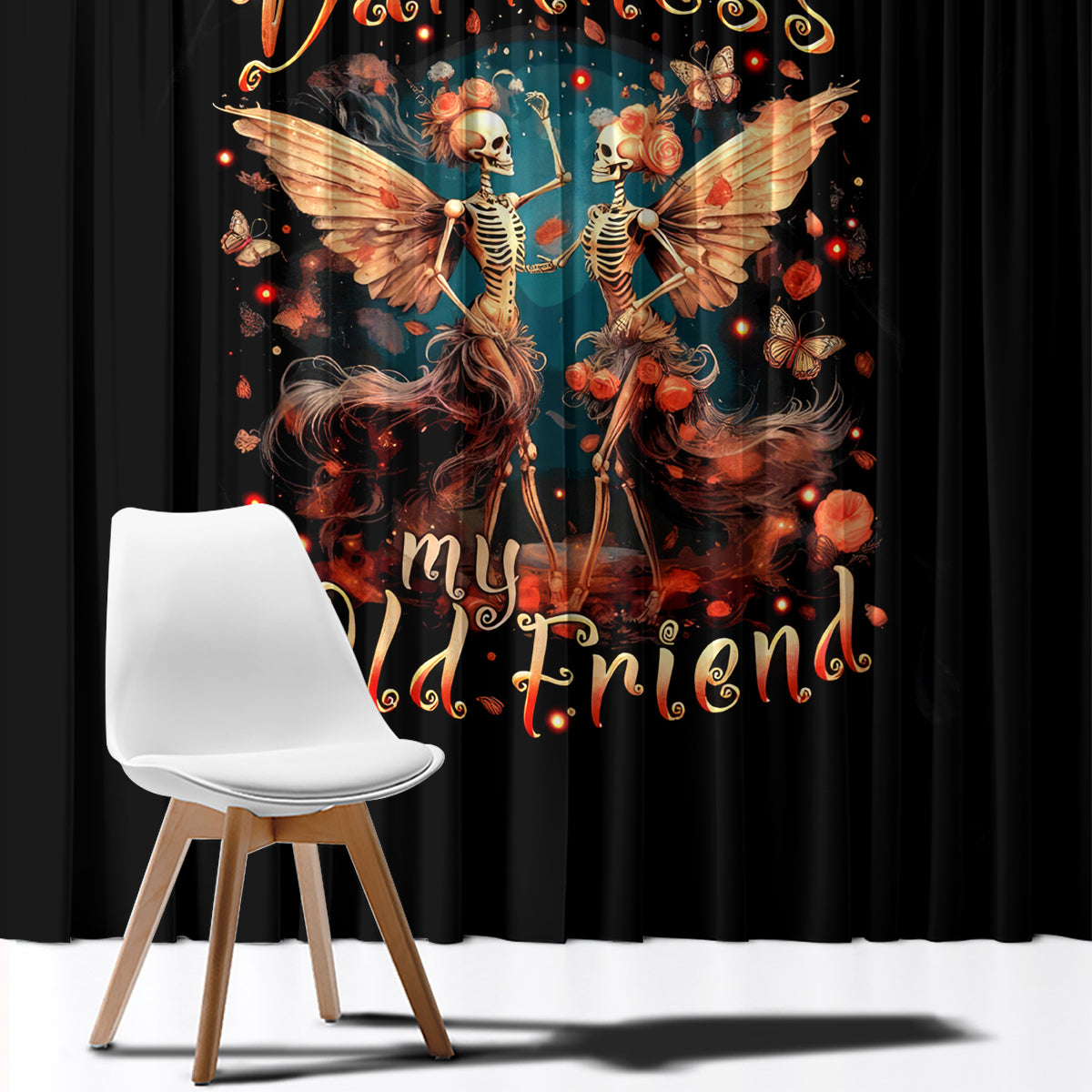 Fairy Skull Window Curtain Hello Darkness My Old Friend - Wonder Print Shop
