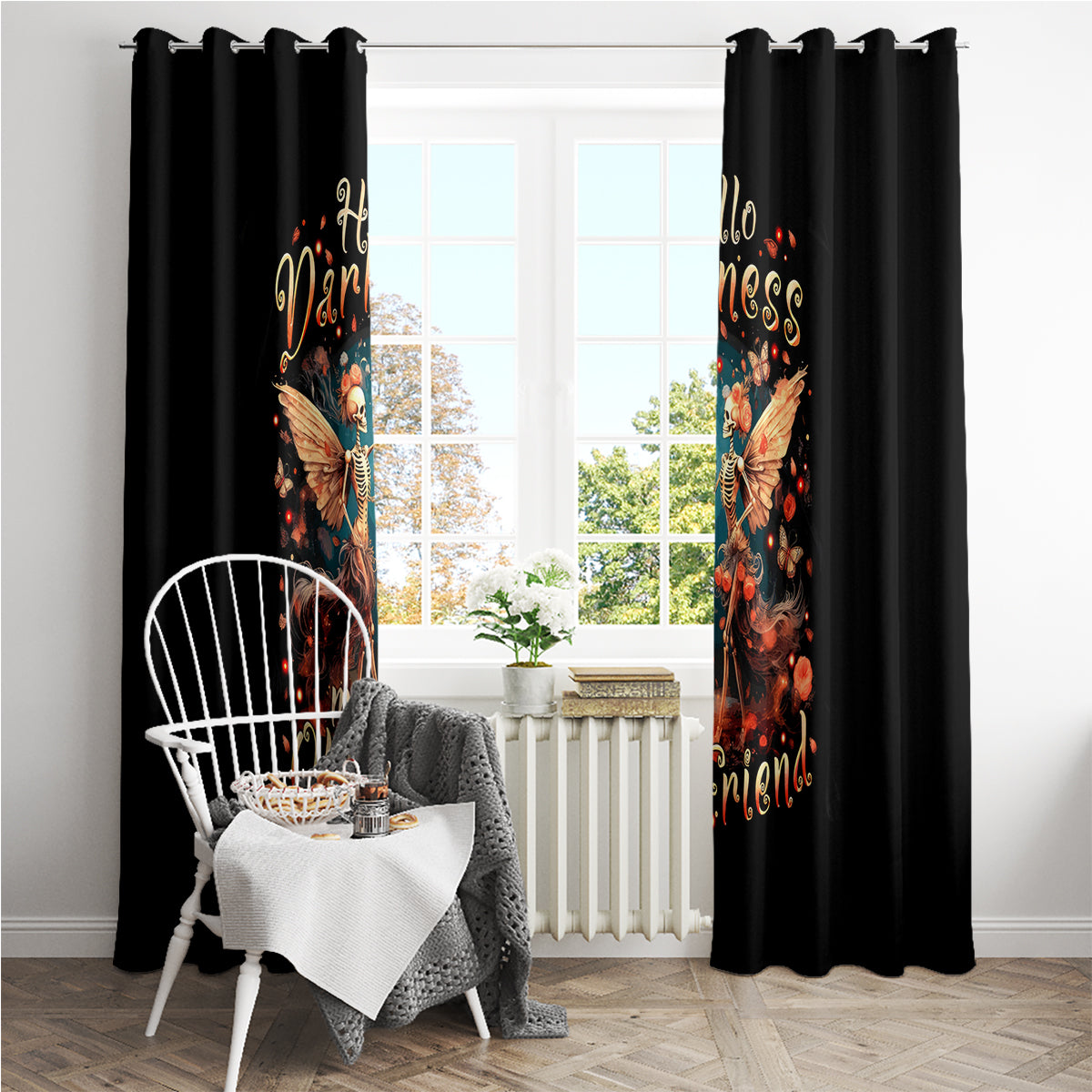 Fairy Skull Window Curtain Hello Darkness My Old Friend - Wonder Print Shop