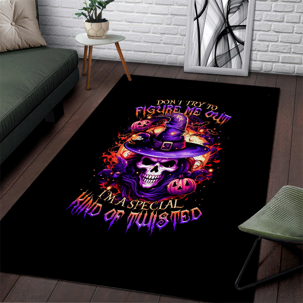 Witch Skull Area Rug Don't Try To Figure Me Out - Wonder Print Shop