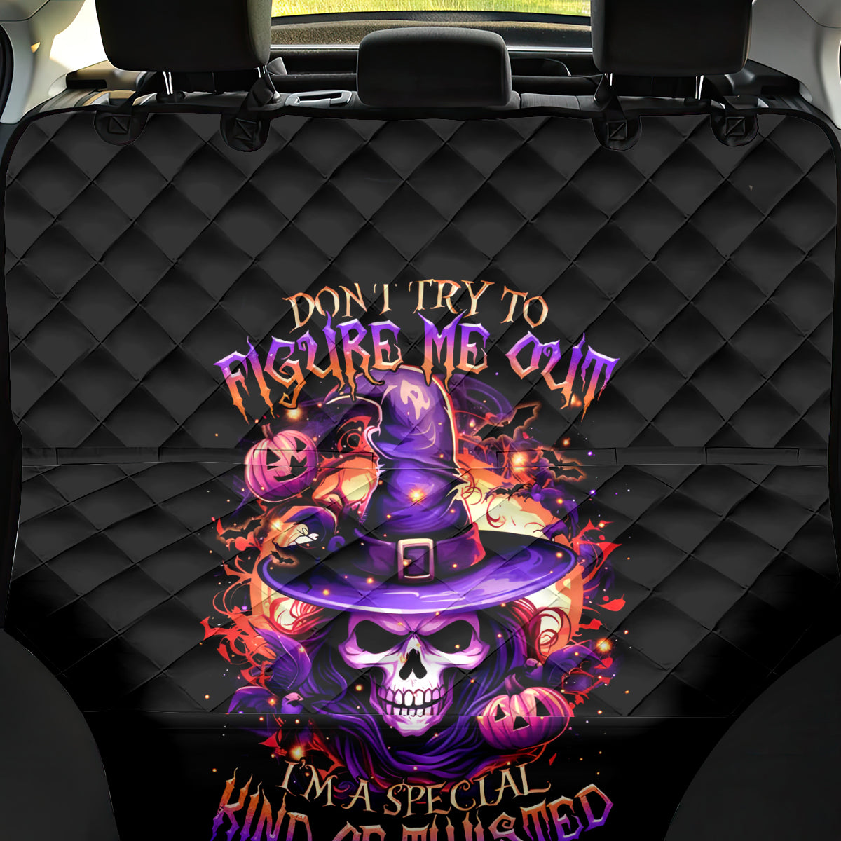 Witch Skull Back Car Seat Cover Don't Try To Figure Me Out - Wonder Print Shop