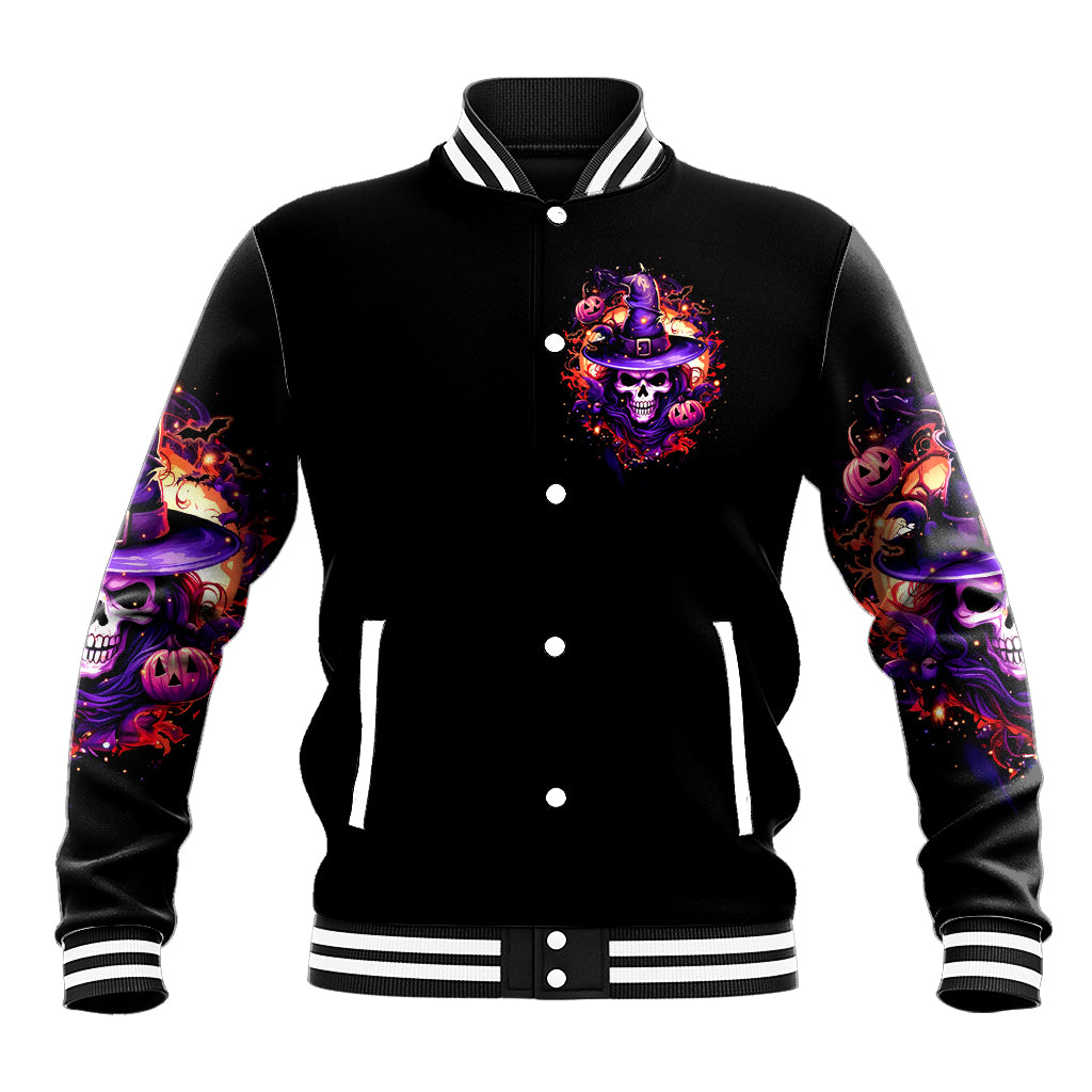 Witch Skull Baseball Jacket Don't Try To Figure Me Out - Wonder Print Shop