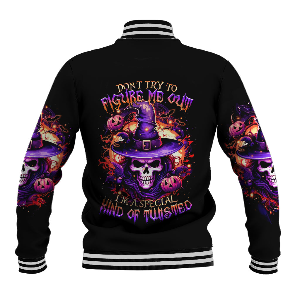 Witch Skull Baseball Jacket Don't Try To Figure Me Out - Wonder Print Shop