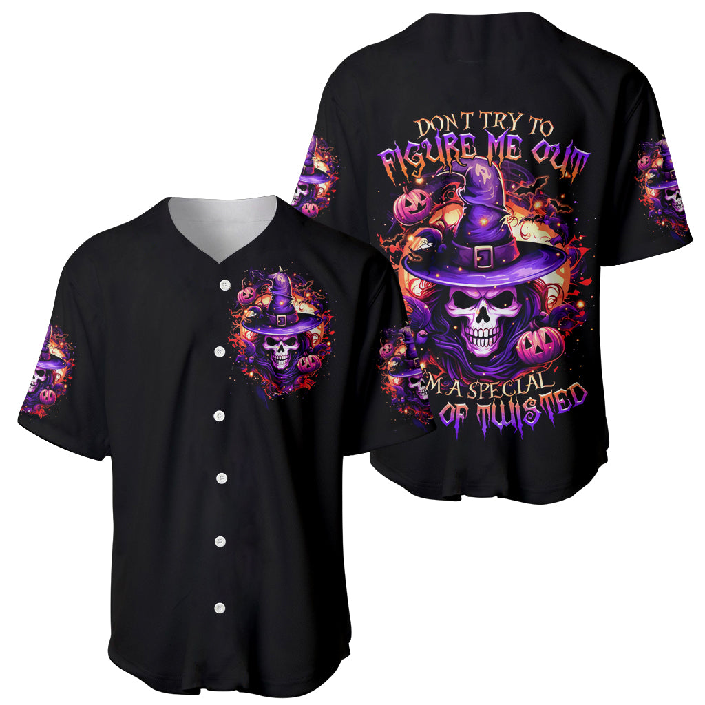 Witch Skull Baseball Jersey Don't Try To Figure Me Out - Wonder Print Shop