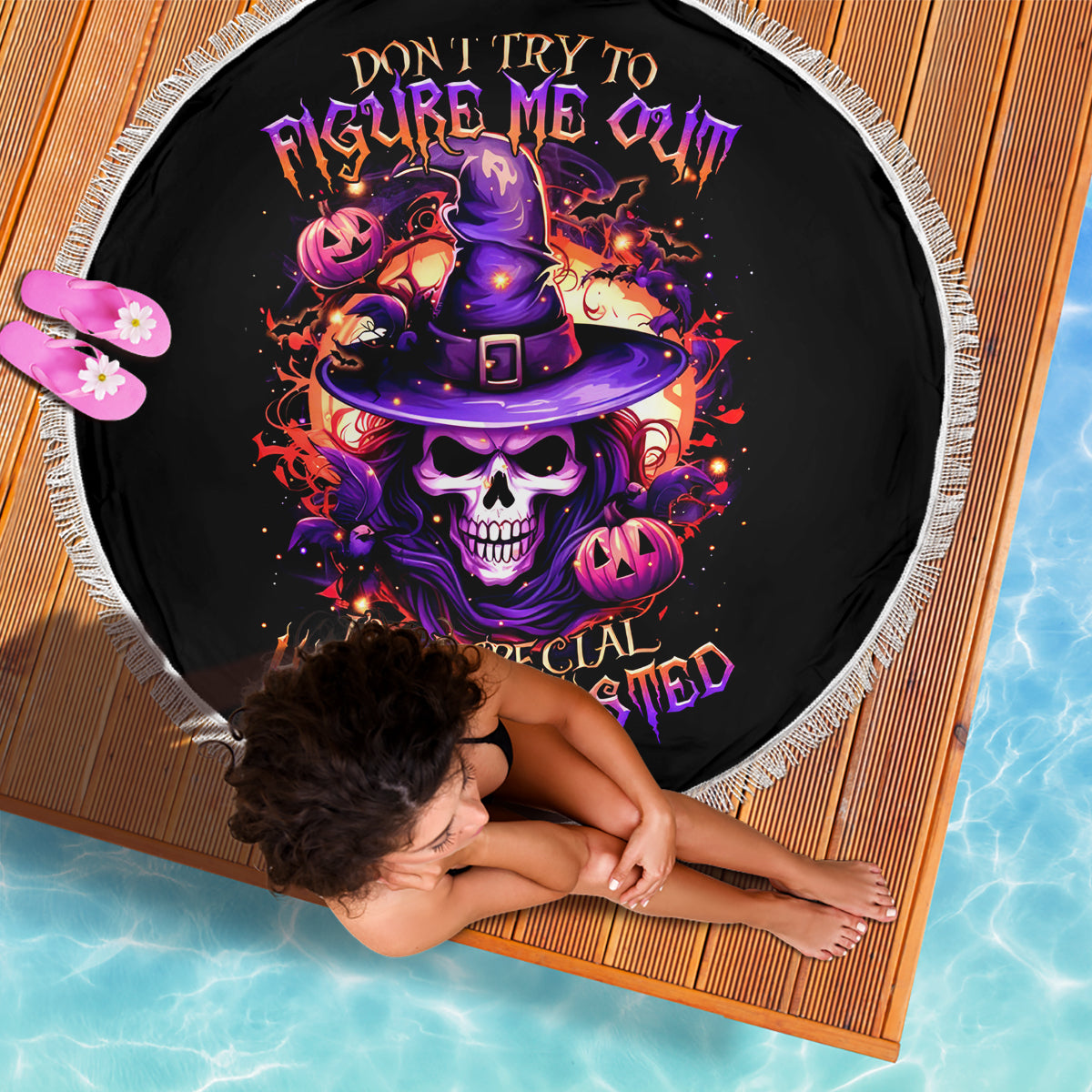 Witch Skull Beach Blanket Don't Try To Figure Me Out - Wonder Print Shop