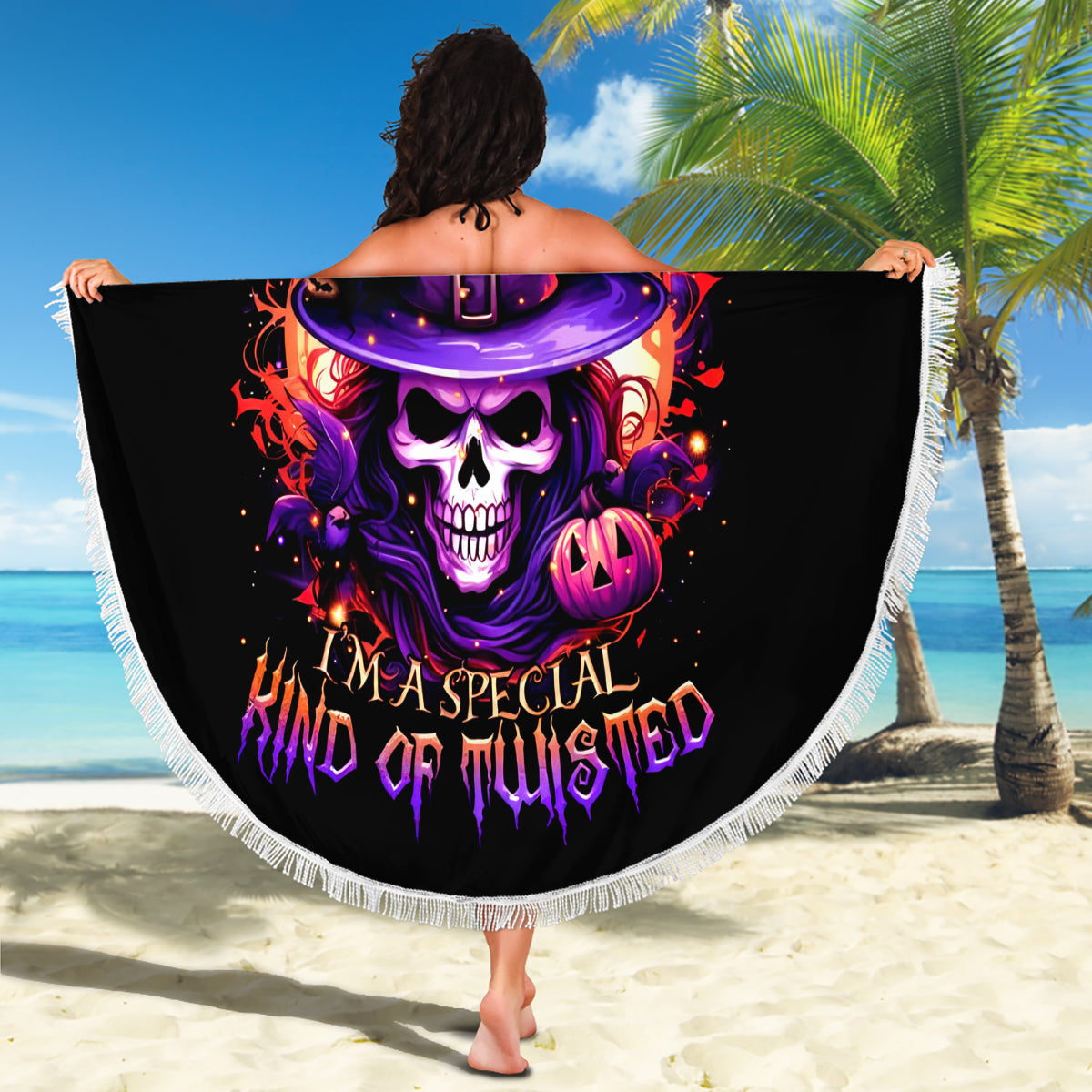 Witch Skull Beach Blanket Don't Try To Figure Me Out - Wonder Print Shop