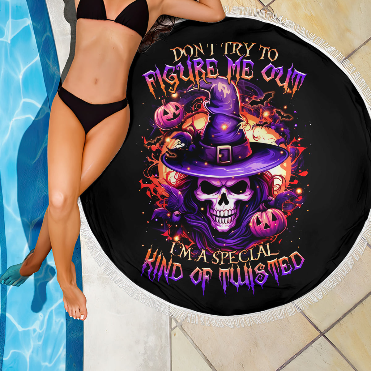 Witch Skull Beach Blanket Don't Try To Figure Me Out - Wonder Print Shop