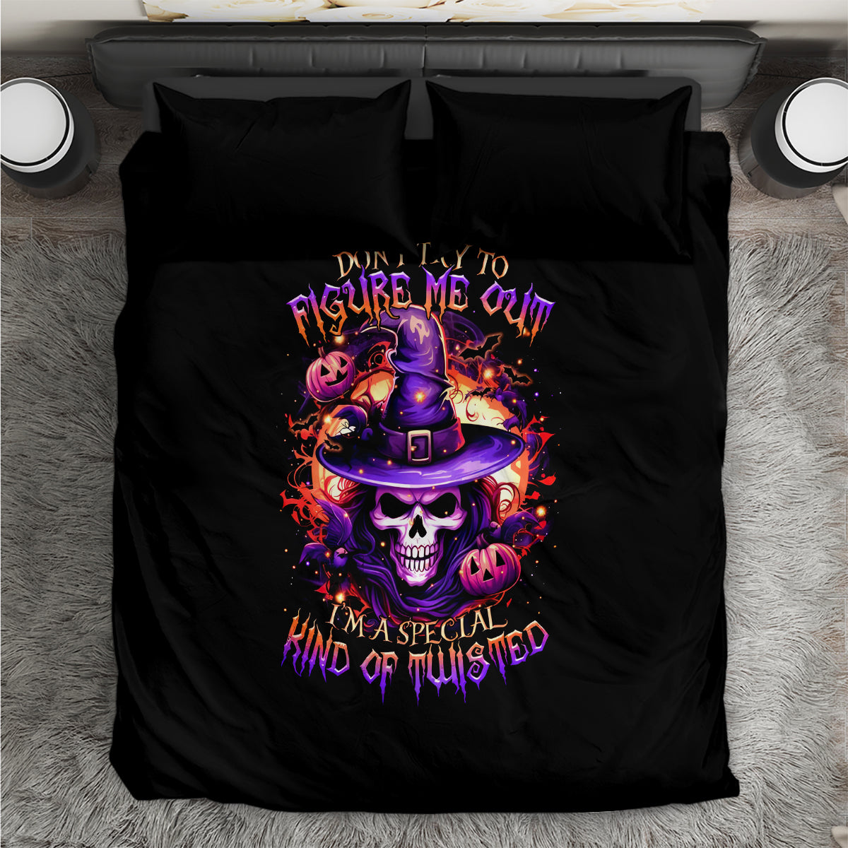 Witch Skull Bedding Set Don't Try To Figure Me Out - Wonder Print Shop