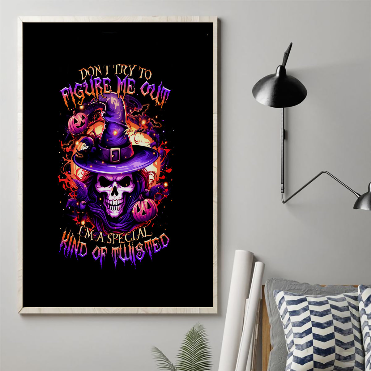 Witch Skull Canvas Wall Art Don't Try To Figure Me Out - Wonder Print Shop