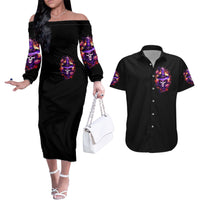 Witch Skull Couples Matching Off The Shoulder Long Sleeve Dress and Hawaiian Shirt Don't Try To Figure Me Out - Wonder Print Shop