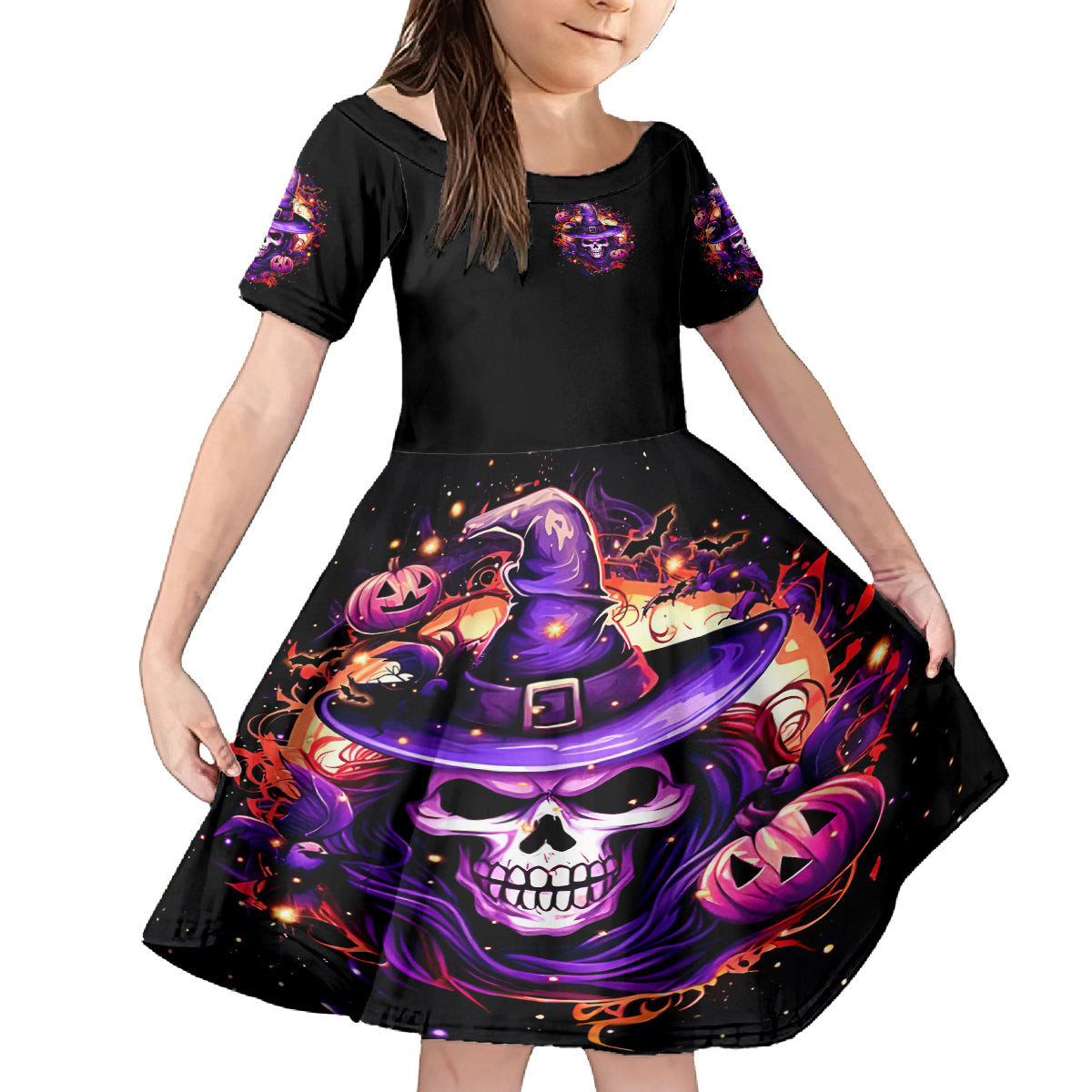 Witch Skull Family Matching Off Shoulder Maxi Dress and Hawaiian Shirt Don't Try To Figure Me Out - Wonder Print Shop