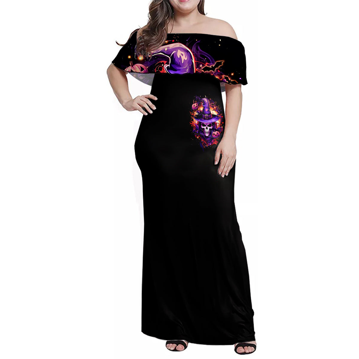 Witch Skull Family Matching Off Shoulder Maxi Dress and Hawaiian Shirt Don't Try To Figure Me Out - Wonder Print Shop