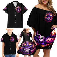 Witch Skull Family Matching Off Shoulder Short Dress and Hawaiian Shirt Don't Try To Figure Me Out - Wonder Print Shop