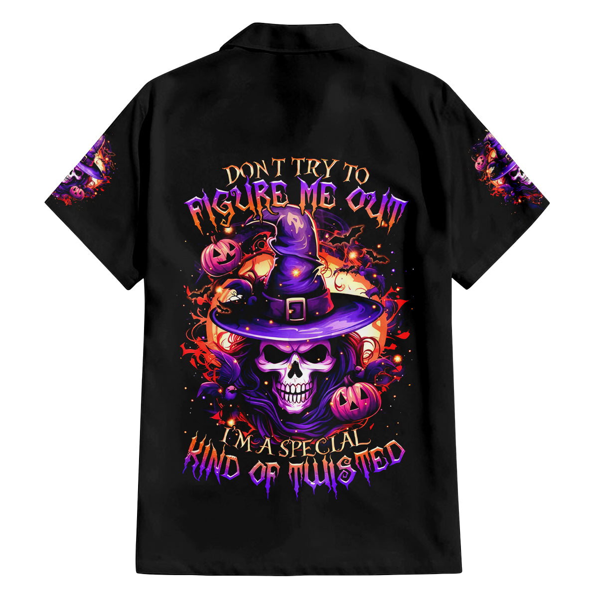 Witch Skull Family Matching Off Shoulder Short Dress and Hawaiian Shirt Don't Try To Figure Me Out - Wonder Print Shop