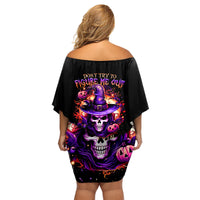 Witch Skull Family Matching Off Shoulder Short Dress and Hawaiian Shirt Don't Try To Figure Me Out - Wonder Print Shop