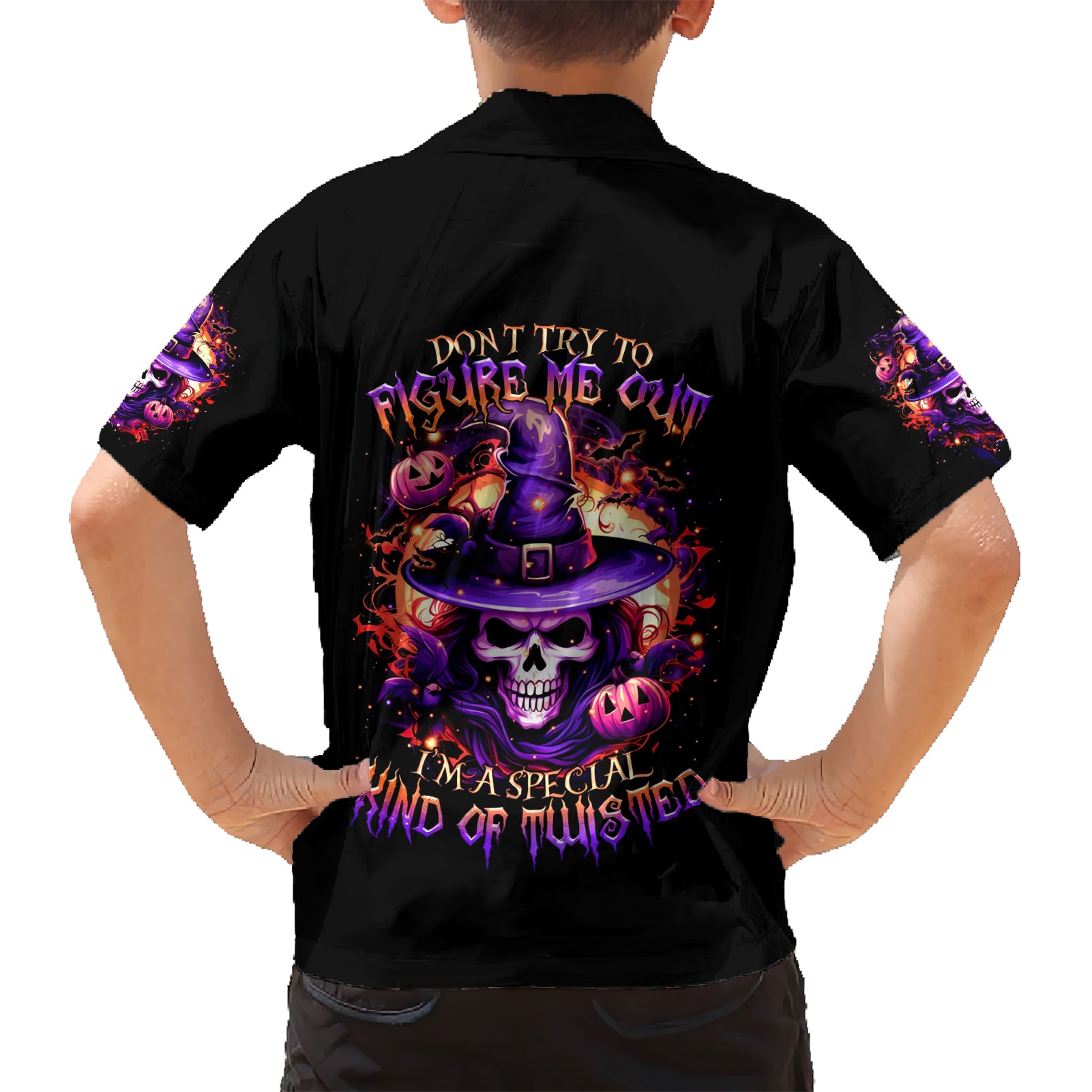 Witch Skull Kid Hawaiian Shirt Don't Try To Figure Me Out - Wonder Print Shop