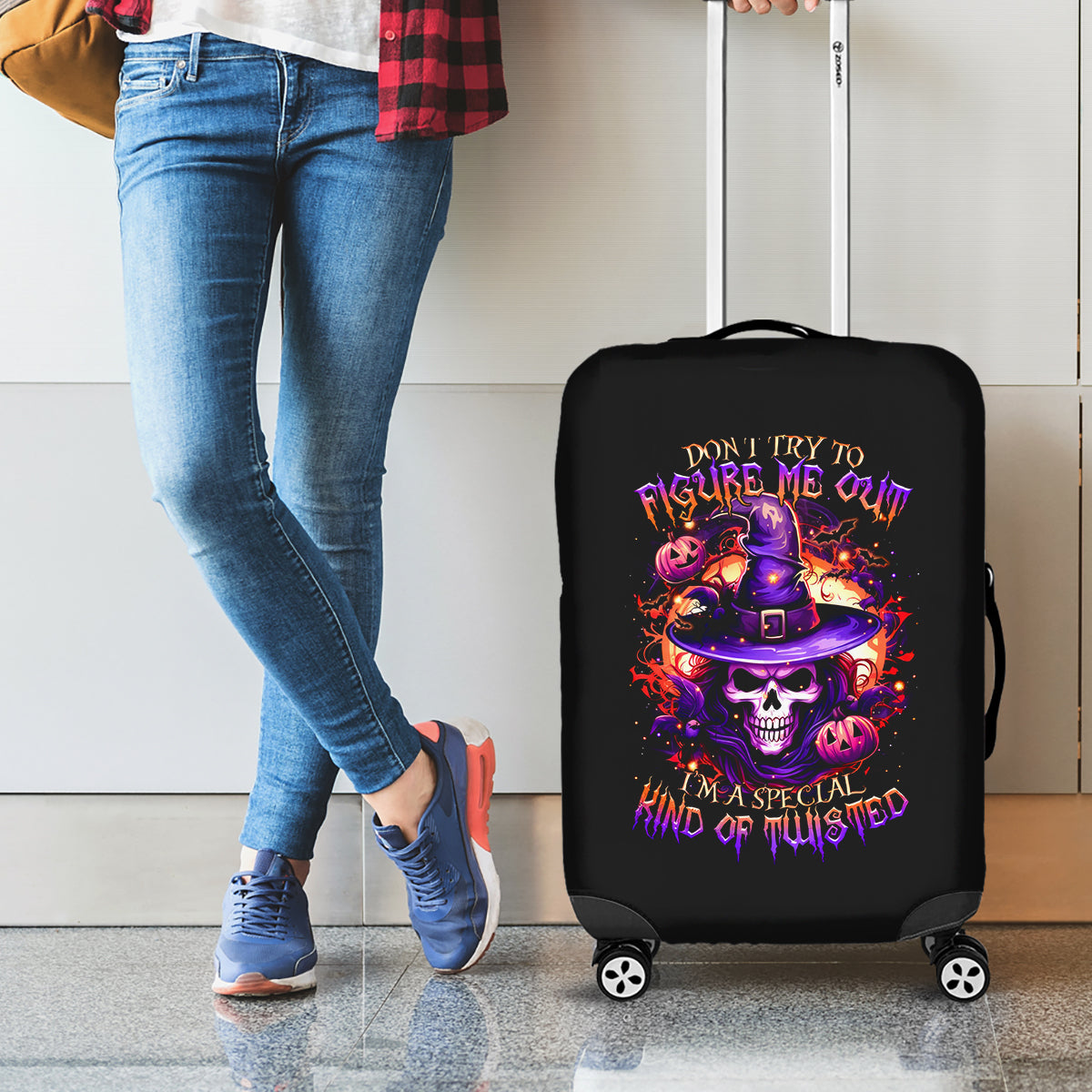 Witch Skull Luggage Cover Don't Try To Figure Me Out - Wonder Print Shop