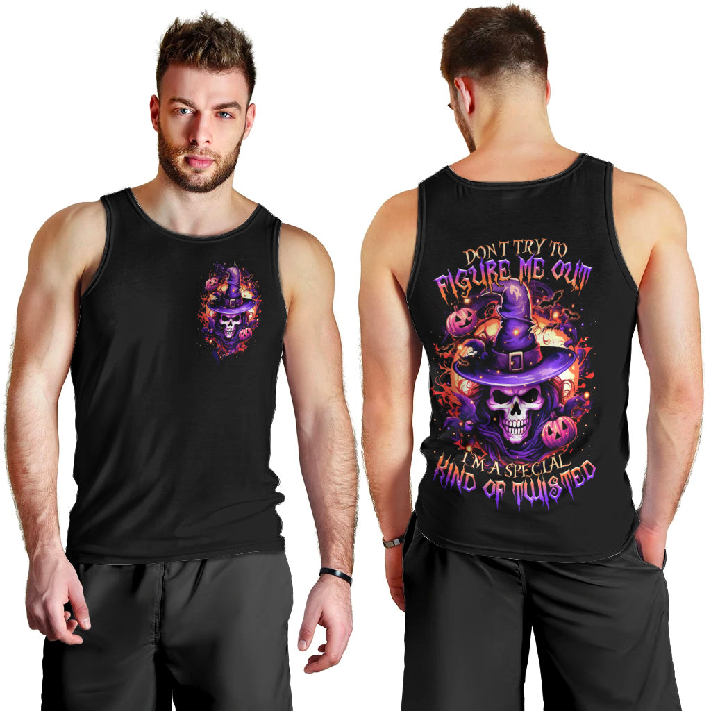 Witch Skull Men Tank Top Don't Try To Figure Me Out - Wonder Print Shop