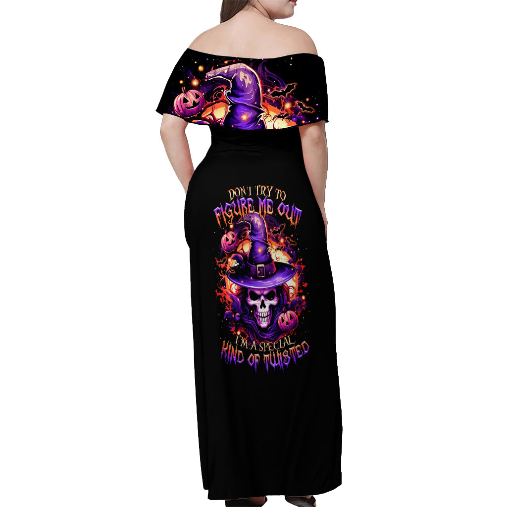 Witch Skull Off Shoulder Maxi Dress Don't Try To Figure Me Out - Wonder Print Shop