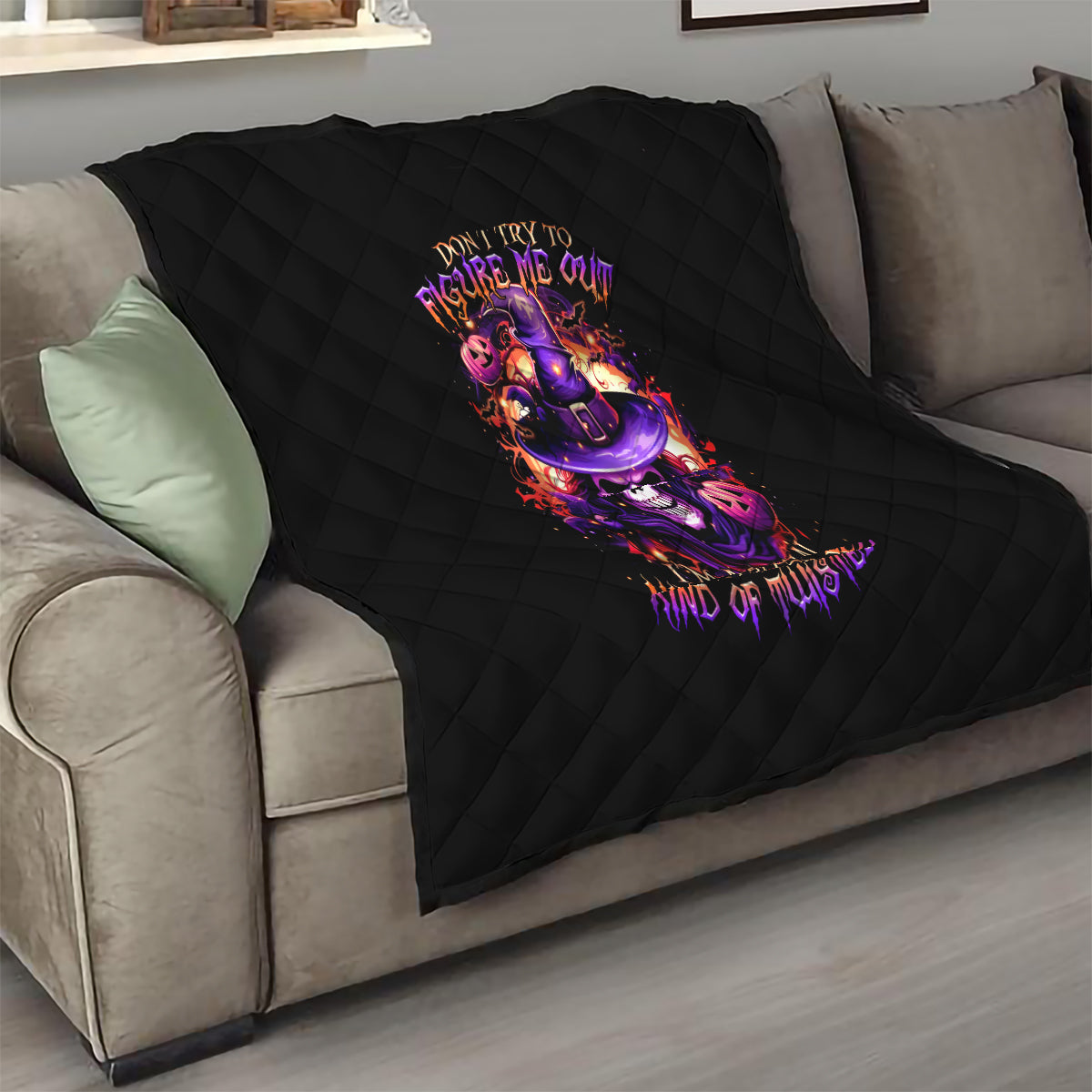 Witch Skull Quilt Don't Try To Figure Me Out - Wonder Print Shop