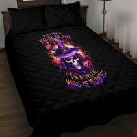Witch Skull Quilt Bed Set Don't Try To Figure Me Out - Wonder Print Shop