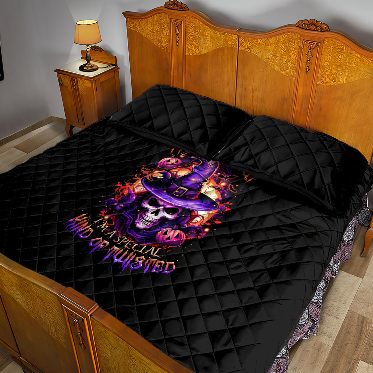 Witch Skull Quilt Bed Set Don't Try To Figure Me Out - Wonder Print Shop