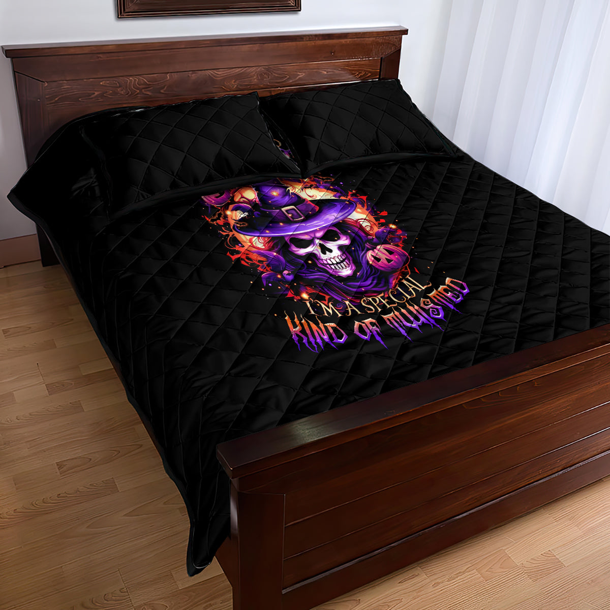 Witch Skull Quilt Bed Set Don't Try To Figure Me Out - Wonder Print Shop