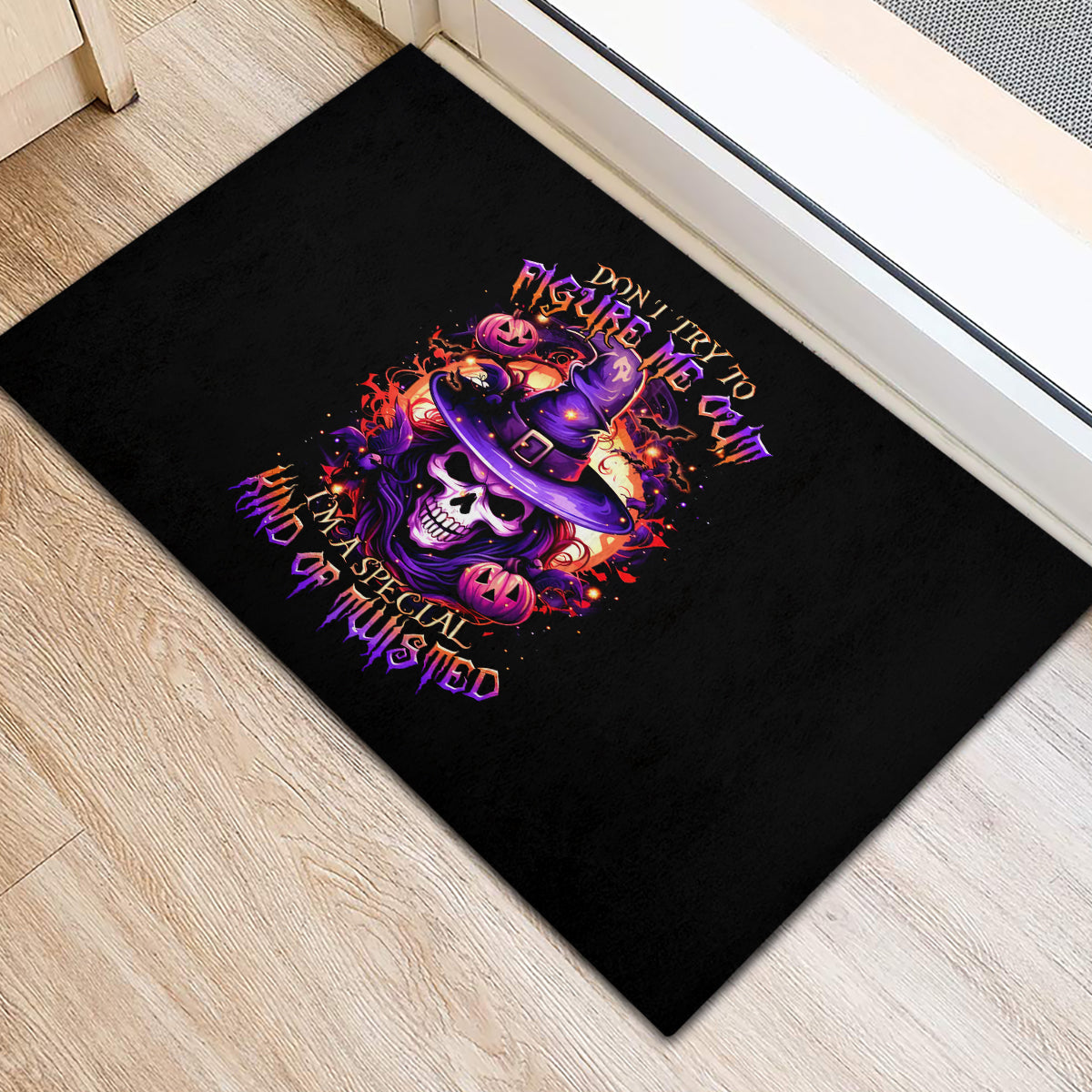 Witch Skull Rubber Doormat Don't Try To Figure Me Out - Wonder Print Shop