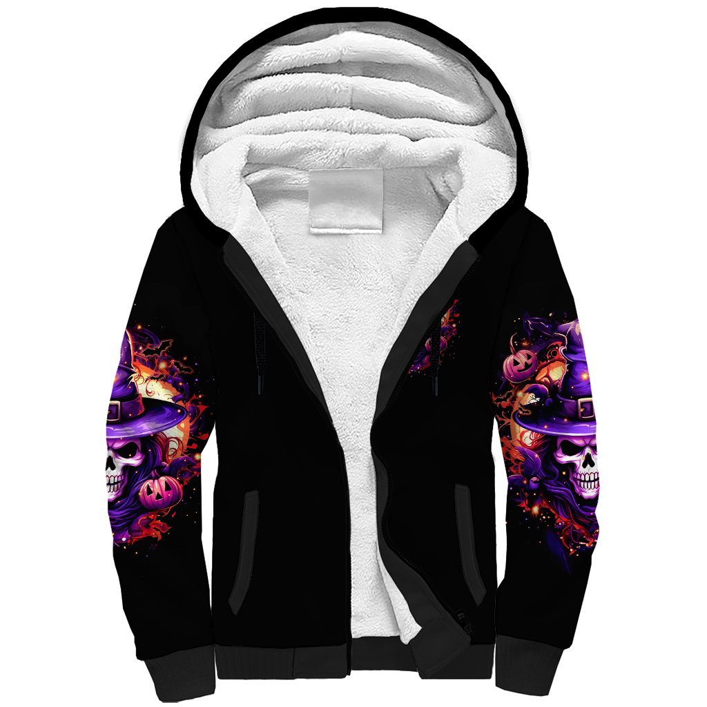 Witch Skull Sherpa Hoodie Don't Try To Figure Me Out - Wonder Print Shop