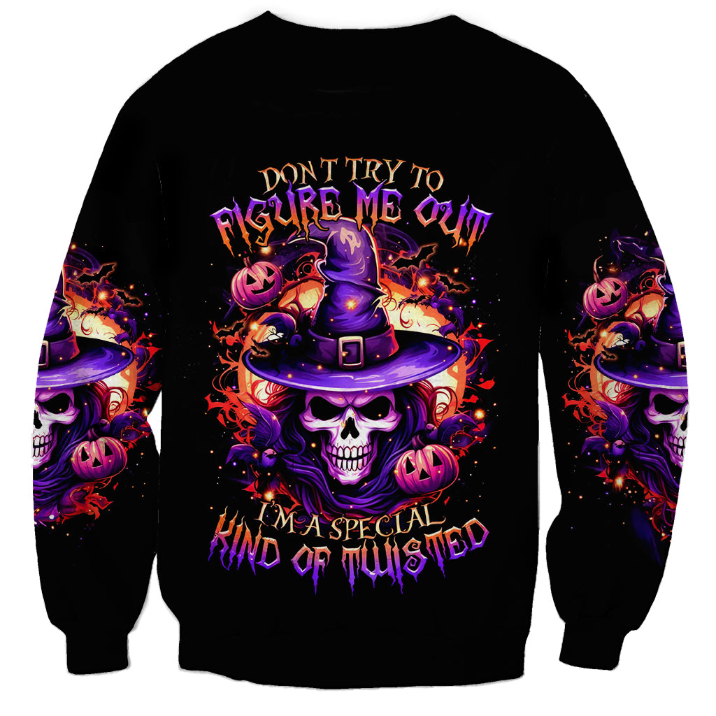 Witch Skull Sweatshirt Don't Try To Figure Me Out - Wonder Print Shop