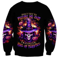Witch Skull Sweatshirt Don't Try To Figure Me Out - Wonder Print Shop