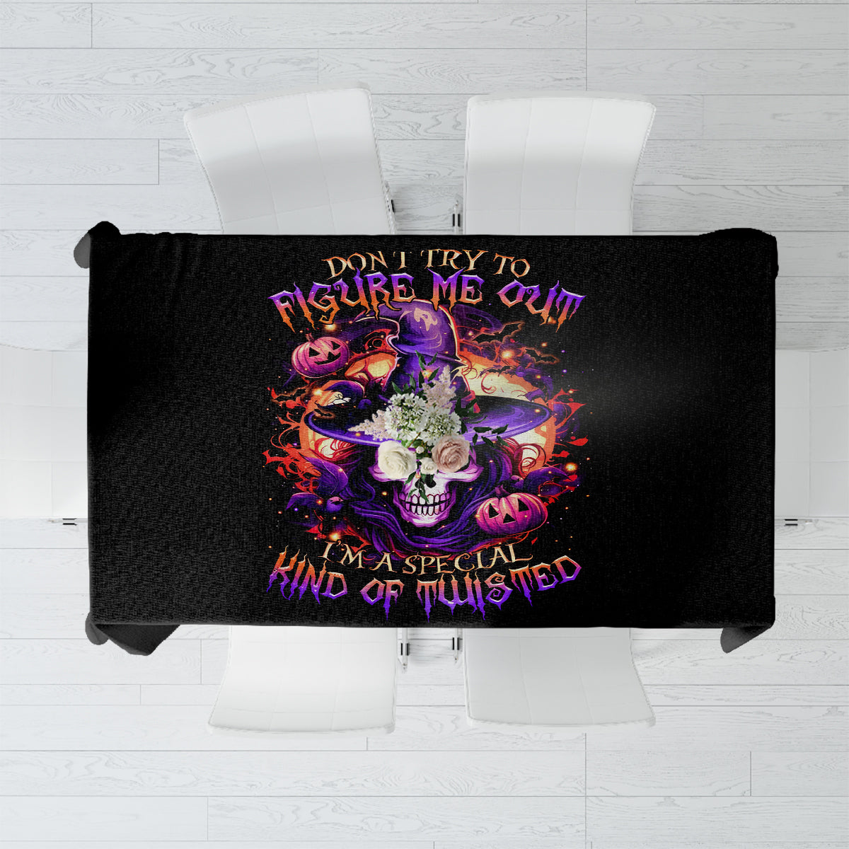 Witch Skull Tablecloth Don't Try To Figure Me Out - Wonder Print Shop