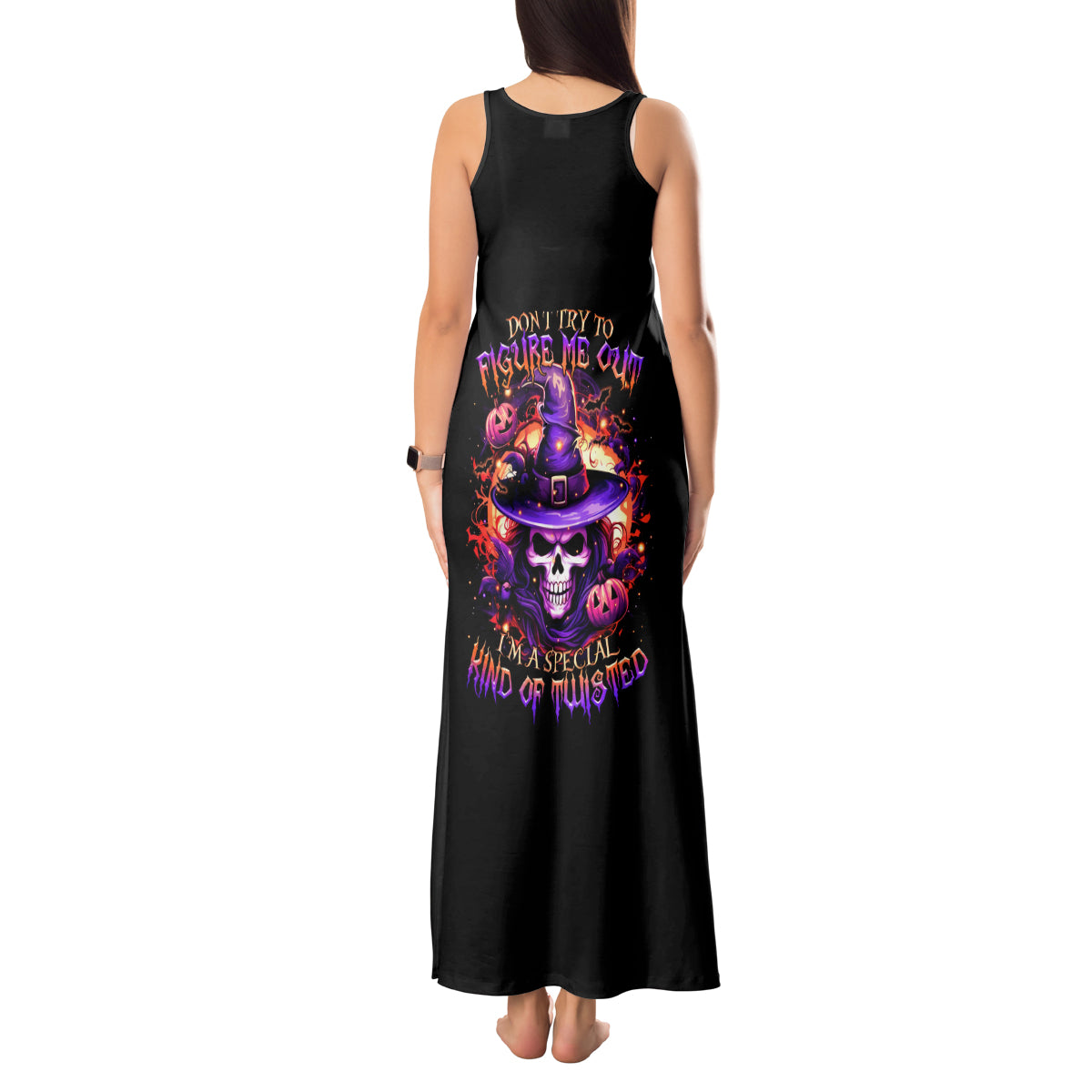 Witch Skull Tank Maxi Dress Don't Try To Figure Me Out - Wonder Print Shop