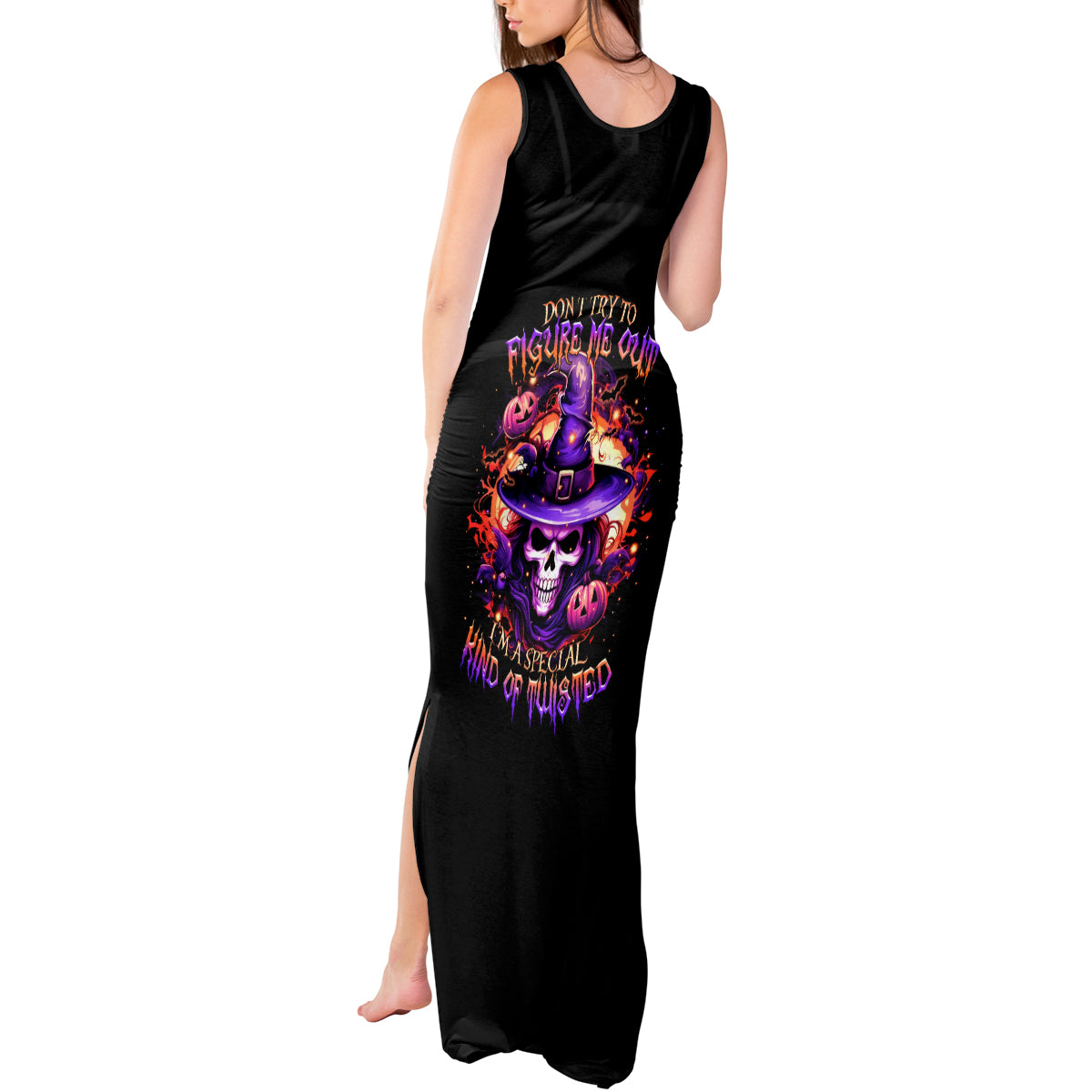 Witch Skull Tank Maxi Dress Don't Try To Figure Me Out - Wonder Print Shop