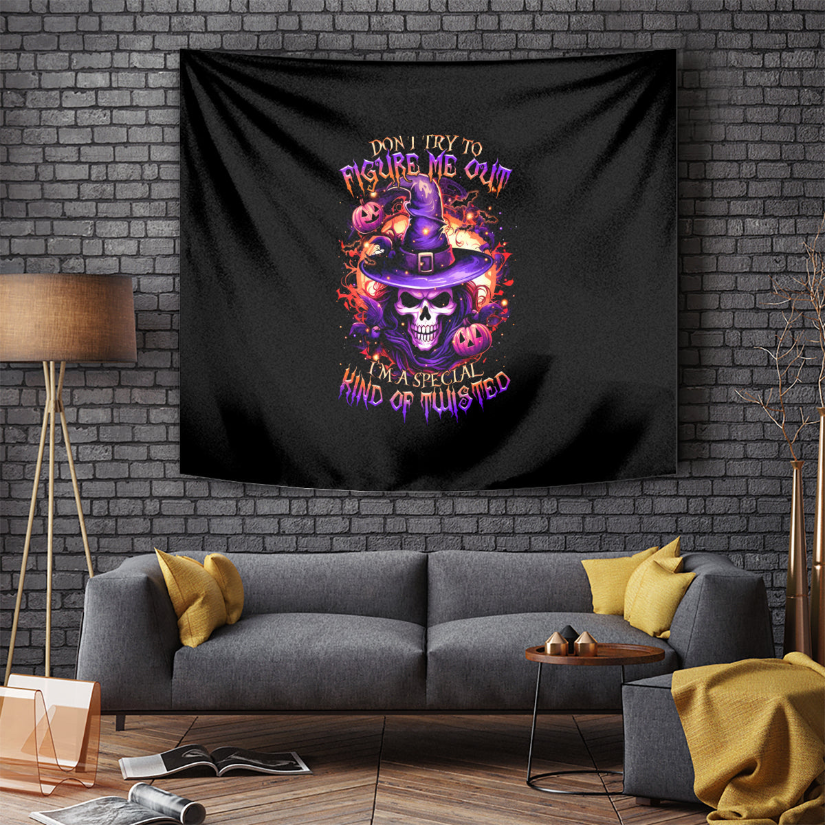 Witch Skull Tapestry Don't Try To Figure Me Out - Wonder Print Shop