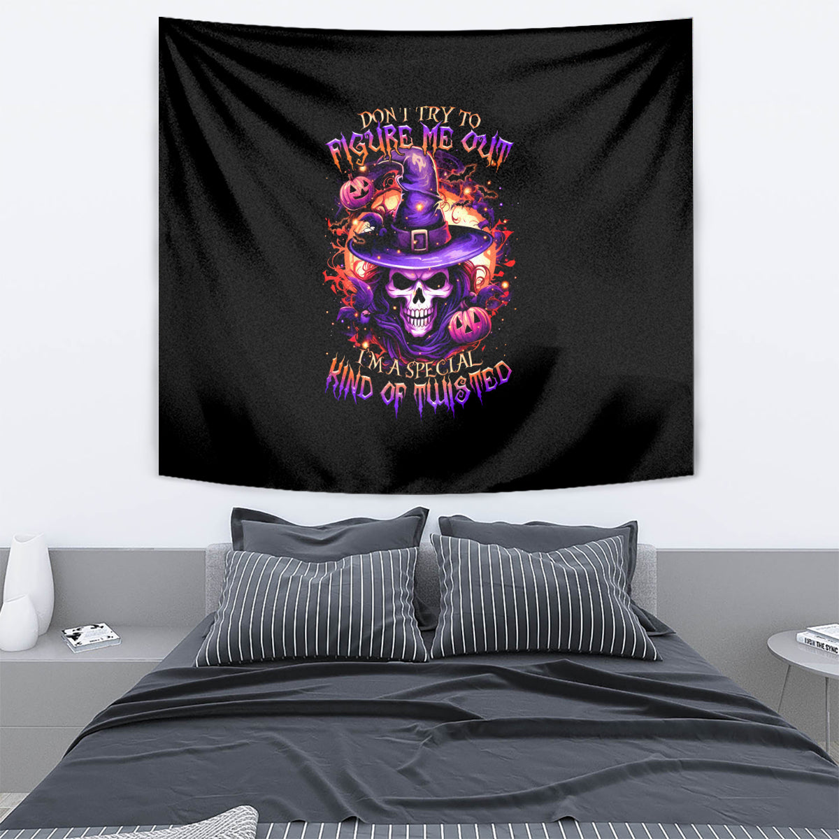 Witch Skull Tapestry Don't Try To Figure Me Out - Wonder Print Shop