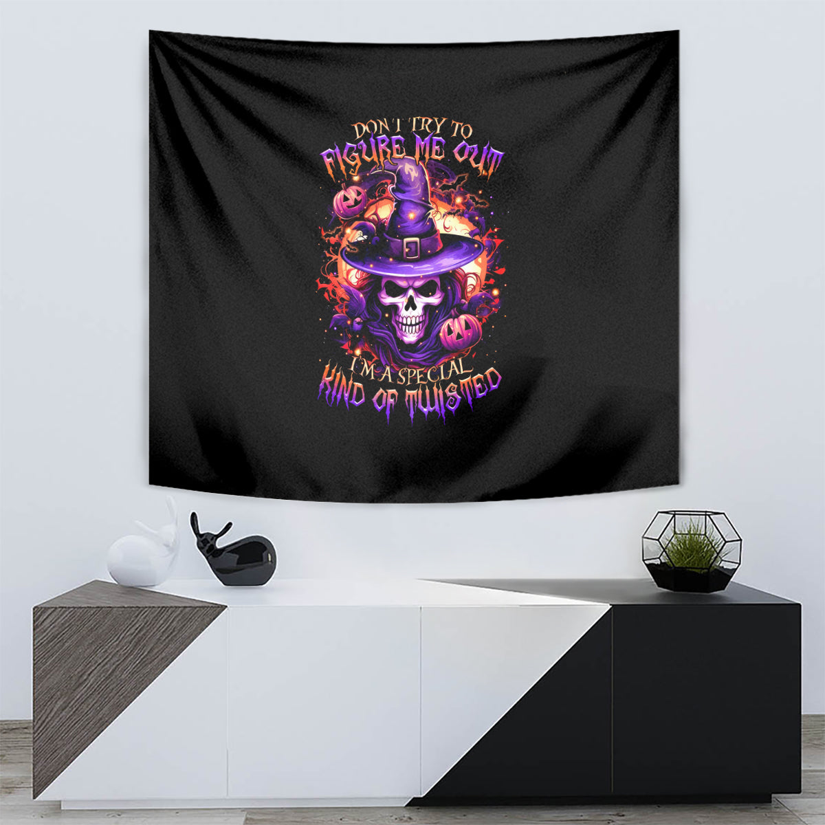 Witch Skull Tapestry Don't Try To Figure Me Out - Wonder Print Shop