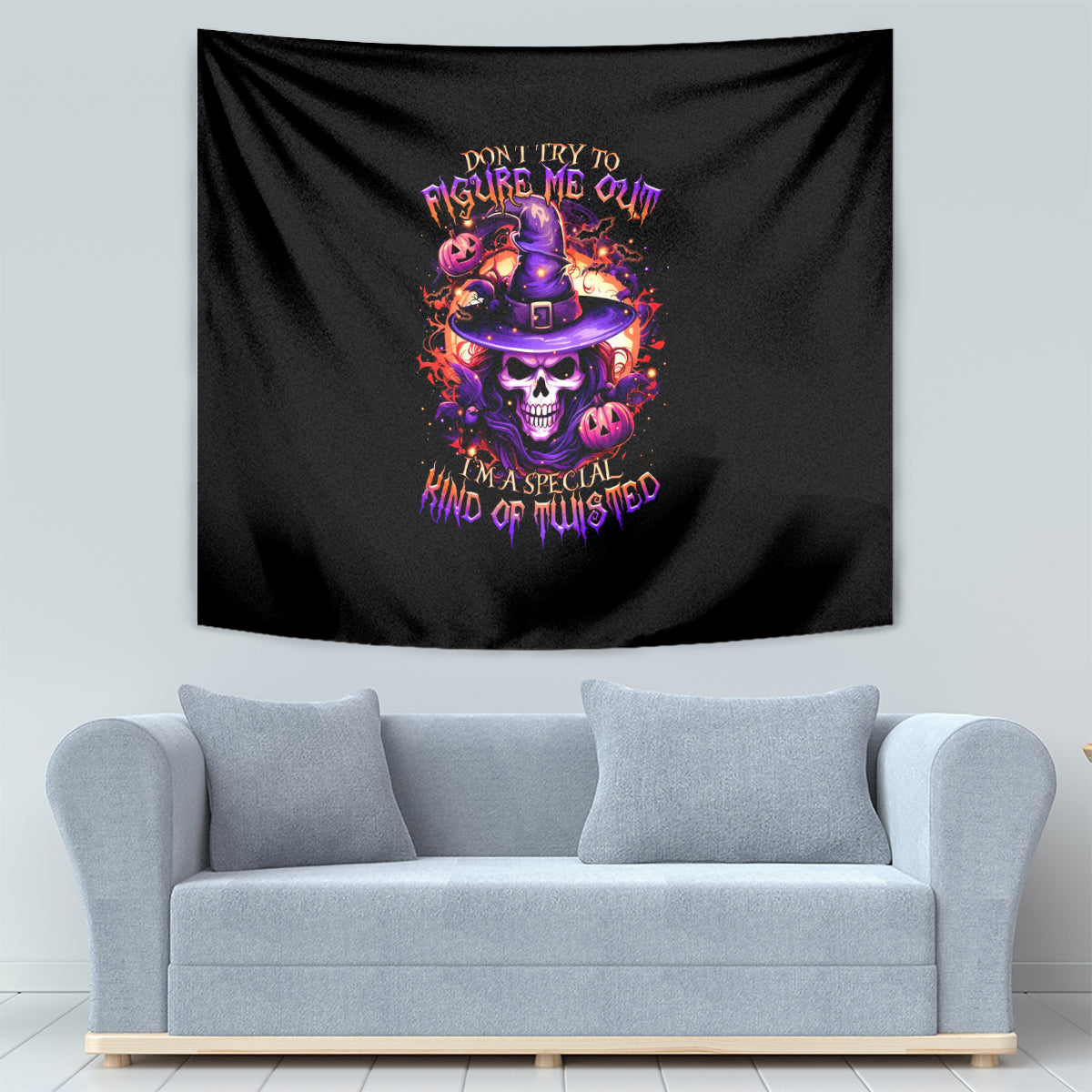 Witch Skull Tapestry Don't Try To Figure Me Out - Wonder Print Shop